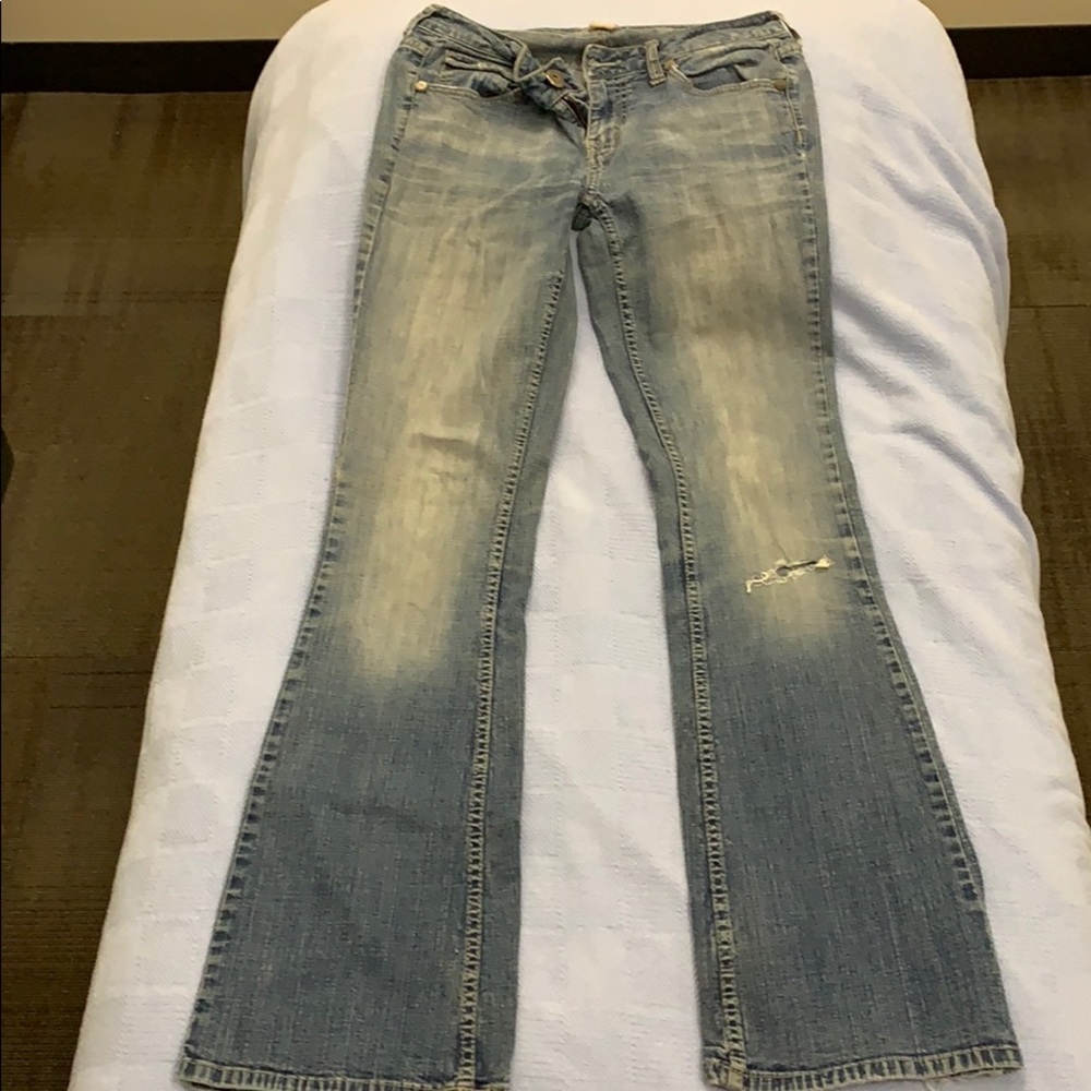 Arizona Jeans, size 5 Long, with rip in left knee